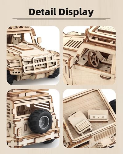 3D Wooden Puzzles for Adults to Build, Off-Road Car Model Kit - Image 5