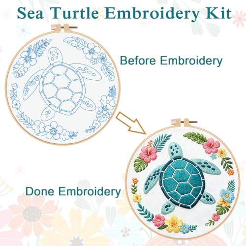 Louise Maelys Sea Turtle Embroidery Kit for Beginners, Ocean DIY Craft - Image 4