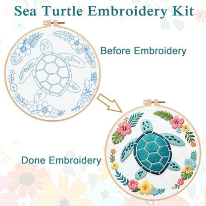 Louise Maelys Sea Turtle Embroidery Kit for Beginners, Ocean DIY Craft - Image 4