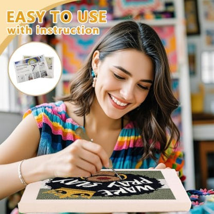 Doodlream Crown Afro Lady Punch Needle Kit for Beginner 9.4"x9.4" - Image 3