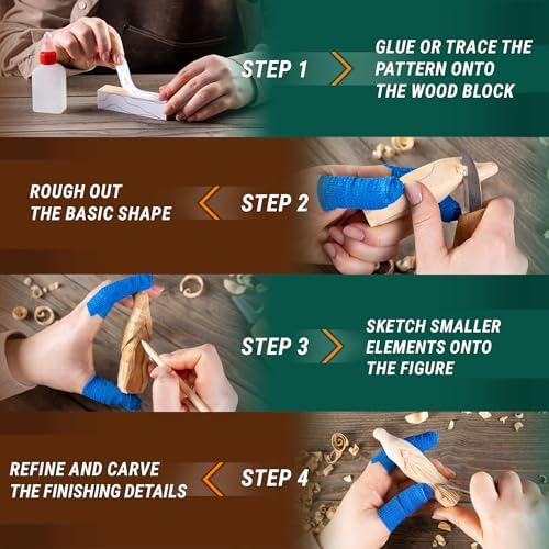 BeaverCraft Whittling Kit for Beginners, Wood Carving Kit for Beginners - Wood Carving Tools Woodworking Kit for Adults and Teens - Whittling Knife Kit with Wood Blocks - Wood Carving Set DIY03 Wizard - Image 6