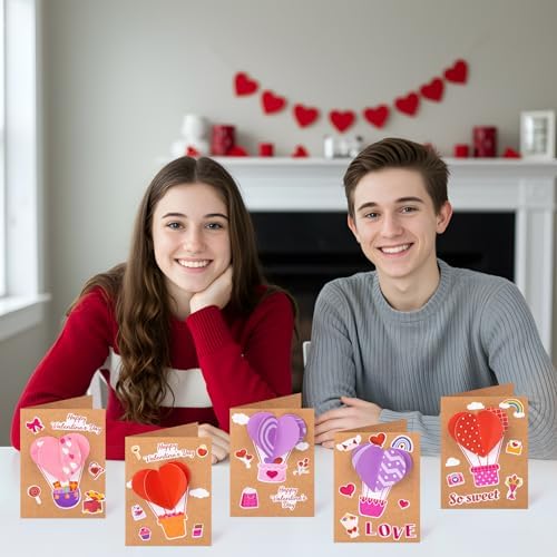 80UncleKimby 28Sets Valentines Day Crafts Card Making Kit DIY 3D Heart Cards with Envelopes Conversation Hearts Arts Craft Classroom Exchange Party Favors Bulk Supplies - Image 4