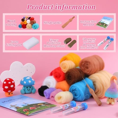 UOOU Needle Felting Kit, Mushroom Wool Felting Kit with Felted Supplies - Image 2