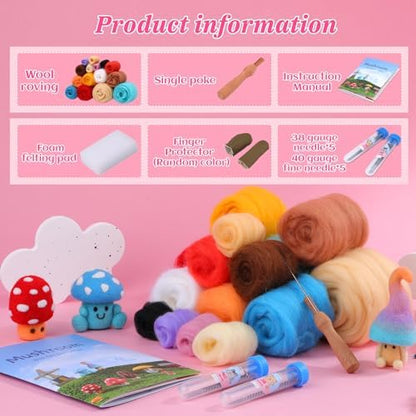 UOOU Needle Felting Kit, Mushroom Wool Felting Kit with Felted Supplies - Image 2