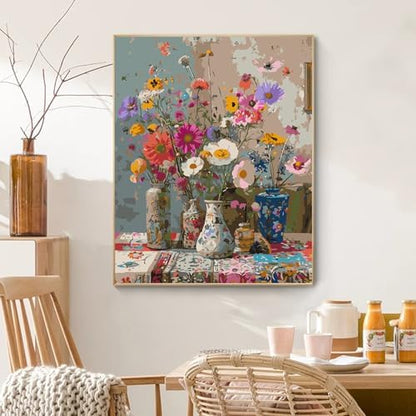 PRASIO Flowers Paint by Numbers Kit for Adults Beginner 16x20 Inch - Image 3
