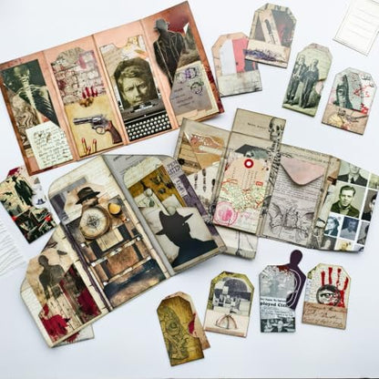 Junk Journal Kit Mystery Detective Ephemera Set for Crafts - Image 3
