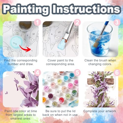 Kalonyth Cross Framed Paint by Numbers Kit for Adults Beginner 8x12 inch - Image 6