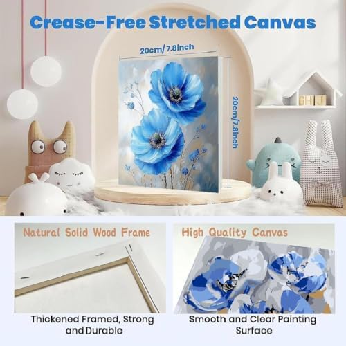 4 Pack Flowers Paint by Number for Adults Kids Framed, Easy Acrylic Adults Paint by Numbers Kits on Canvas with Paints and Brushes, Small Flowers Arts and Crafts Kits for Home Wall Decor (8 x 8 Inch) - Image 5