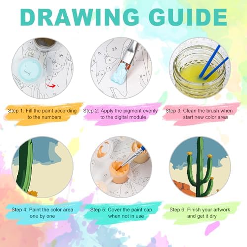 GEEHEIY Framed Paint by Numbers Kit for Adults, Desert Cactus, 8 x 12 Inch - Image 6