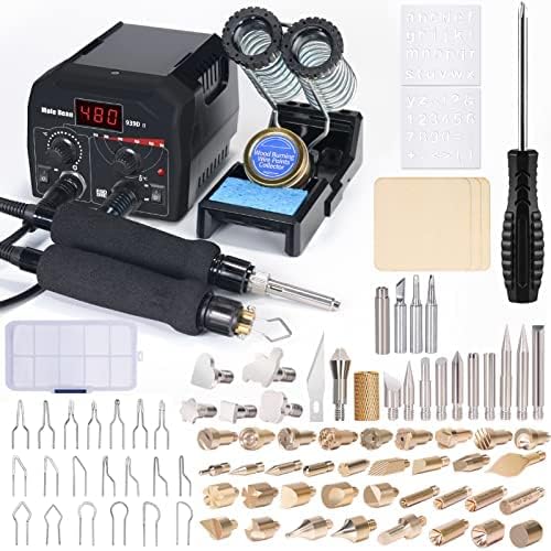 Wood Burning Kit, Pyrography Wood Burning Kit with 2 Wood Burning pens, 78 Pcs Wood Burning Tool with 20 Detailer Nibs, 51 Solid-Point Tips, Wood Burner for Embossing Carving Soldering by Pionevox