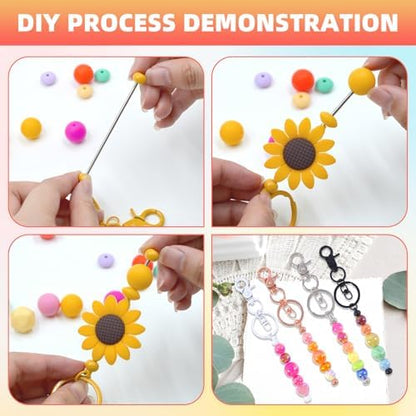 96 Pcs Beadable Keychains Bars bulk - 48 Multicolor DIY Metal Beaded Keychain Making Kit + 48 Bags Included, Bead Keychain Supplies,Blank Key Chain, Perfect for Women, Men, Mother's Day, Birthday Gift - Image 4