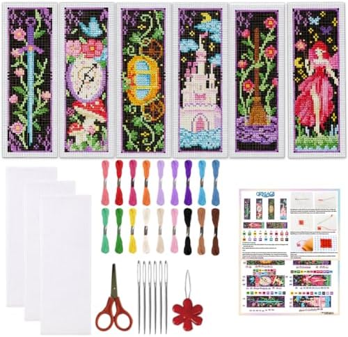 ORIGACH 6 Set Fairy Tale Fantasy Cross Stitch Bookmark Kit for Beginner by ORIGACH
