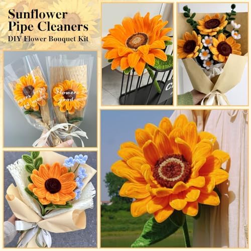 AHAMETON 620Pcs Sunflower Pipe Cleaners Flower Kit,Chenille Stems Craft - Image 6