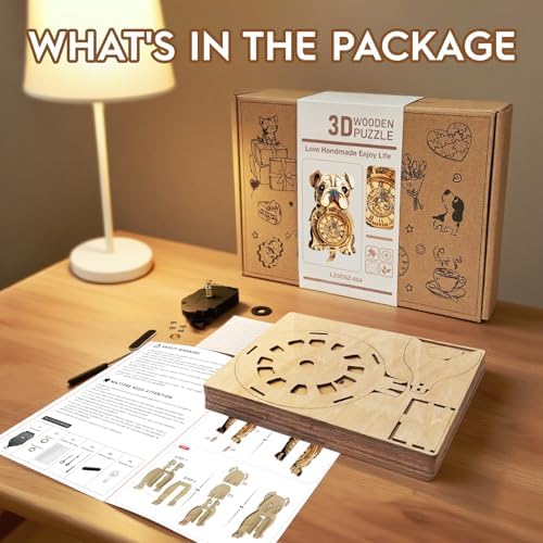 3D Wooden Puzzles for Adults-Bulldog Clock Puzzle-Adult Crafts - Image 2