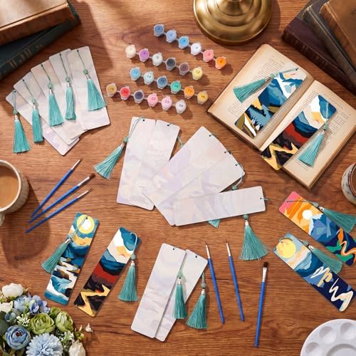 Kosiz 24 Pcs Mountain Paint by Number Kit for Adult Wood Bookmark - Image 2