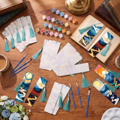 Kosiz 24 Pcs Mountain Paint by Number Kit for Adult Wood Bookmark - Image 2