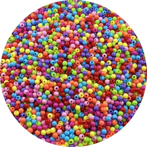 2000pcs Acrylic Round Beads for Crafts 4mm Resin Candy Color Spacer Beads with Hole for Jewelry Making Sewing Crafts Decoration Necklaces Bracelets Earrings Supplies(Dark Mix Colors) by Unknown