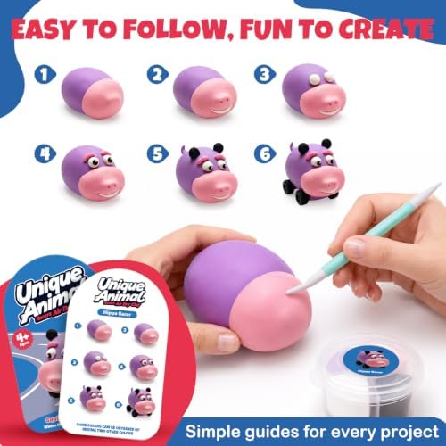 Kasfalci Air Dry Clay Kit for Kids, 12 Animal Racers Modeling Magic Clay Sculpting Set, DIY Party Favors Arts & Crafts for Kids Ages 4-12, Ultra Light & Soft, Safe & Non-Stick with Tools & Tutorials - Image 3