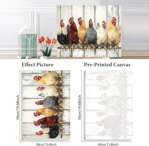 KYOQFVN Chicken Paint by Numbers Kits for Adults - DIY Paint by Numbers Kit on Canvas，Acrylic Painting by Number for Home Wall Decor 16 x 20 inch - Image 2