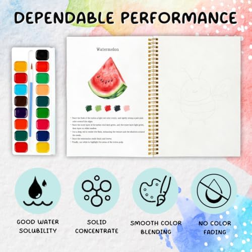 12 Patterns Summer Watercolor Set, Beach Vacation Painting Book for Beginners, Capture Sunny Vibes Watercolor Workbook, Relaxing DIY Art Gift for Women and Adults, Holiday Relaxation Kit - Image 3