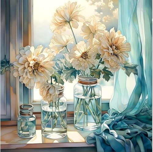 AALBLAC Paint by Numbers Kit for Adults, Flowers Paint by Numbers on Canvas for Beginners, Acrylic Easy Painting Number Kits for Gift Decor - 16x16 Inch by Unknown