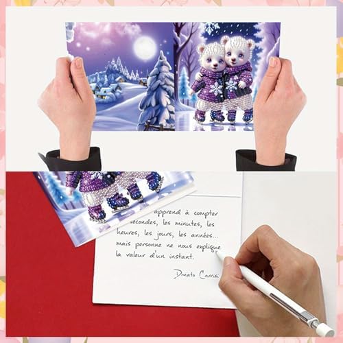 Tontut 8pcs Diamond Art Painting Greeting Card, Bear, Dog, Cat Animals 5D DIY Special Shape Diamond Painting Christmas Birthday Greeting Card Creative Gifts - Image 5