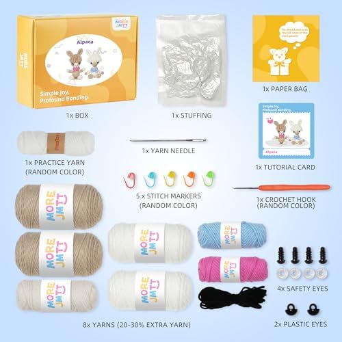 MOREJMTT Crochet kit for Beginners，Knitting kit，Equipped with Step-by-Step Video tutorials, Adult Junior Crochet Kits,Crochet Animals kit(2pack Alpaca) - Image 2