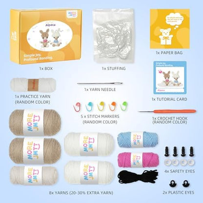 MOREJMTT Crochet kit for Beginners，Knitting kit，Equipped with Step-by-Step Video tutorials, Adult Junior Crochet Kits,Crochet Animals kit(2pack Alpaca) - Image 2