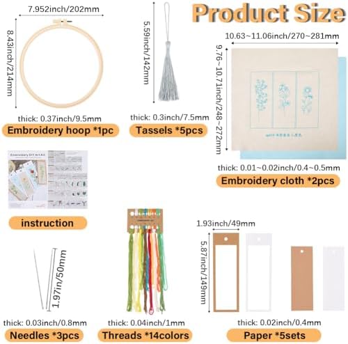 SUNNYCLUE DIY 5 Sets Embroidery Bookmark Set Bookmark Making Kit Instruction Included Cross Stitch Bookmark Floral Plant Flower Counted Cross Stitch Kits for Beginners Adults School Office Gifts Craft - Image 2