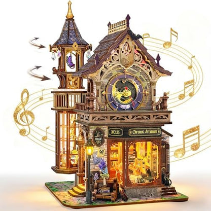 Time Magic Club Book Nook Kit with Rotating Tower, Music & Lights by LORENOOKcraftsjoy