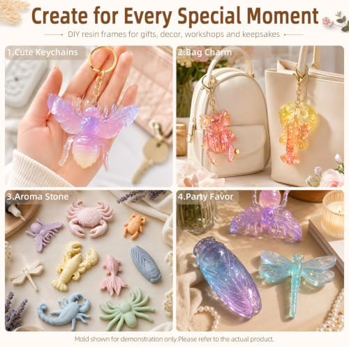 4 PCS Insect Silicone Resin Molds Set – 3D Bug Epoxy Casting Mold Kit - Image 4