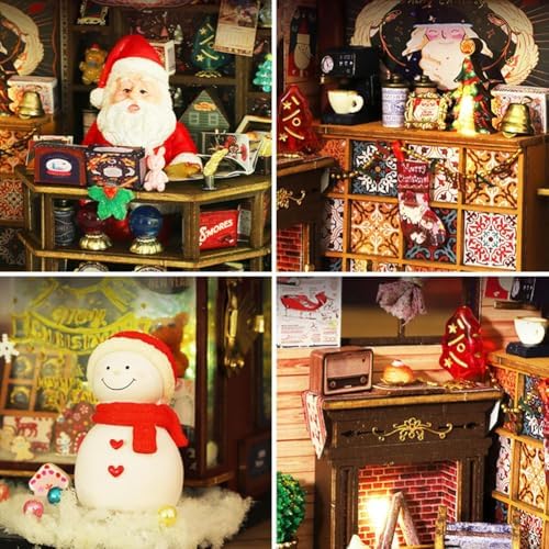 DIY Miniature Dollhouse Kit, Wooden Dollhouse Kit Miniature House Kit with LED Light,Creative Room Idea for Adults Christmas Doll House DIY Kit - Image 4