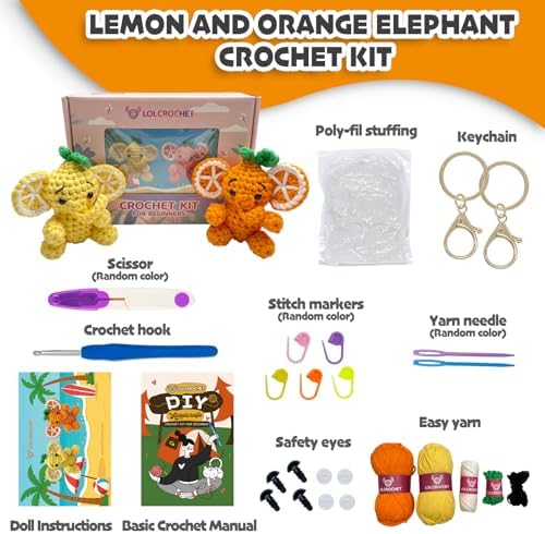 Elephant Crochet Kit for Beginners, Learn to Crochet Starter Set with Step-by-Step Video Tutorial & Crocheting Manual, Easy Yarn Knitting Project for Adult & Kid 12+, Stuffed Animal Doll for Xmas Gift - Image 3