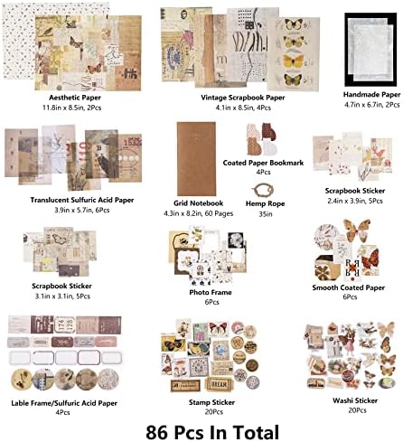 YagCu Aesthetic Journaling Supplies Kit, Bullet Journals Set Junk Journal, Vintage Scrapbooking Stationary, Arts Craft Scrapbook kit, Large Collection for Women Adults Beginners - Image 4