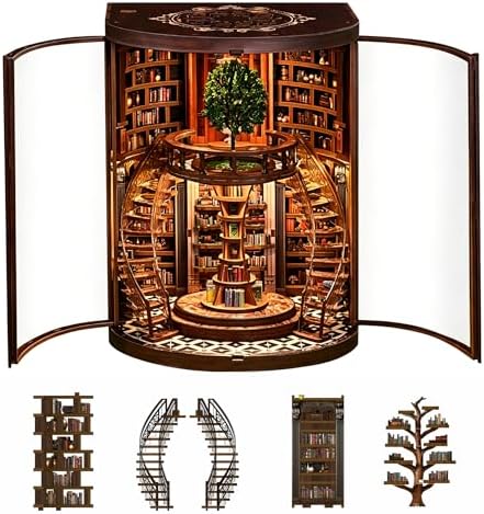 DIY Book Nook Kits for Adults - BookNook Miniature House Kit with LED Light by Qwakay