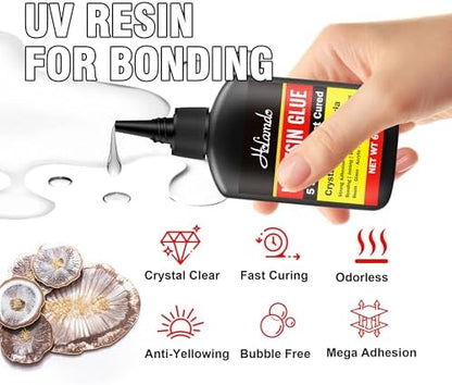 UV Resin Kit with Rechargeable UV Light, 60g Fast Curing UV Resin Glue - Image 3