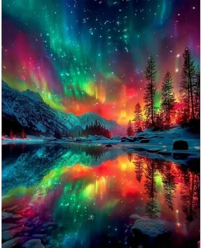 NXIKYO Aurora Paint by Numbers Kit for Adults Beginner, Starry Sky Adult Paint by Number Kits on Canvas, DIY Acrylic Oil Easy Painting by Numbers for Home Wall Decor 16 X 20 inch (Without Frame) by NXIKYO