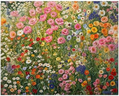 bitCNY Paint by Numbers for Adults, Colorful Wildflower Garden DIY Acrylic Painting Kit, Floral Paint by Number Canvas Art, Botanical Wall Decor for Home, 16x20 Inch by bitCNY