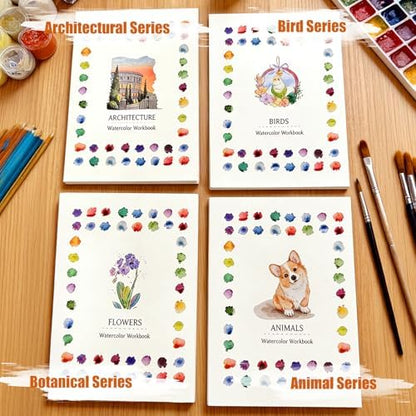 Watercolor Workbook, 100% Cotton Watercolor Paper Pad Set – 4 Pack (52 Sheets), 5.4" x 7.4" Cold Press 140lb / 300gsm Glue Bound Art Paper for Adults, Beginners & Daily Practice - Image 3