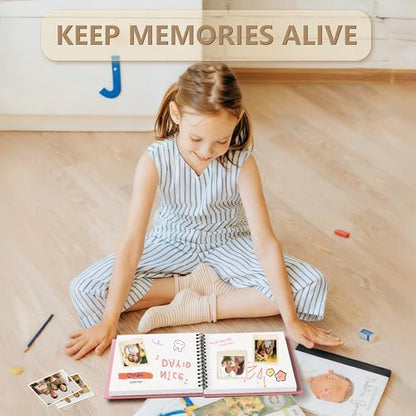 Popotop 12x12 Inch Scrapbook Photo Album, 60 Page Decorative Kraft Paper Book for 4x6 5x7 6x8 Pictures, DIY Memory Photo Albums as Gifts for Wedding Baby Christmas School Family - Image 4