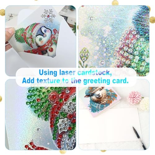 Tontut 6pcs Diamond Art Painting Kit Greeting Card, Hat Goat 5D DIY Diamond Handmade Holiday Greeting Card with Envelope, Holiday Gift Congratulation - Image 4