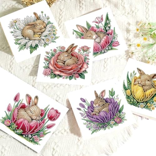 LSQFS 6Pcs Diamond Painting Greeting Cards, 5.9x11.81inch - Image 5