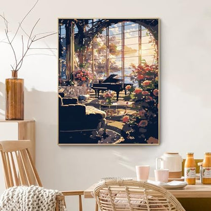 PRASIO Paint by Numbers Kit for Adults Beginner, Flower Landscape Adult Paint by Number Kits, DIY Acrylic Paint by Numbers Kit for Adults Canvas for Home Decor Gift 16x20 Inch - Image 6