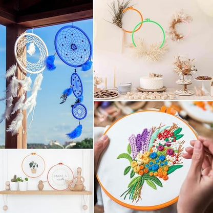 Phinus 6 Pcs Embroidery Hoop 6 Size, Round Plastic Cross Stitch Hoop with 16 Needles (3.6In to 10.7 in), Small Embroidery Hoop, Cross Stitch Hoops, Frames, Embroidery, Craft Sewing(Multicolor) - Image 7