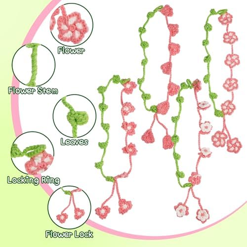WaldyWop Crochet Kit for Beginners: 4 Flower Bracelets Starter Kit w/Videos - Image 4