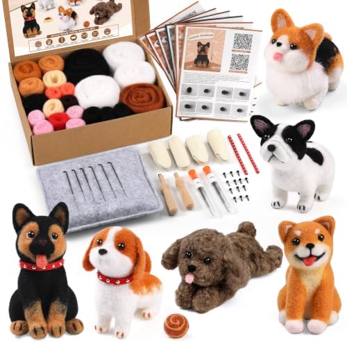 Mayboos 6 Pcs Needle Felting Kit, Felting Kits for Beginners (Cute Dog) by Mayboos