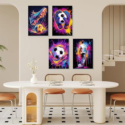 4 Pack Football Paint by Numbers for Adults with Framed Canvas 8x12 inch - Image 4