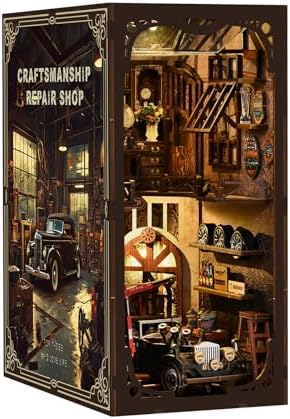 Book Nook Kits, Adult DIY Miniature Bookshelf Insert,with LED Lights, Creative Craft Book Nook Kits for Adults (Auto Repair Shop) by Unknown