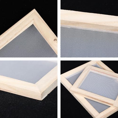Ngdhkd 3Pcs Paper Making Frame Kit Wooden Paper Making Screen with Mesh - Image 4