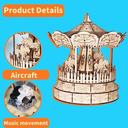 Music Park 3D Wooden Puzzle, Carousel Music Box - Image 5